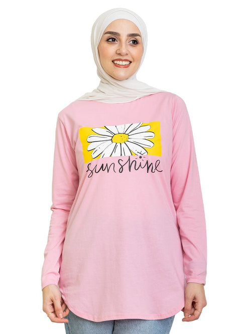 Pink Printed Long - Sleeve Design 12 - Khotwh